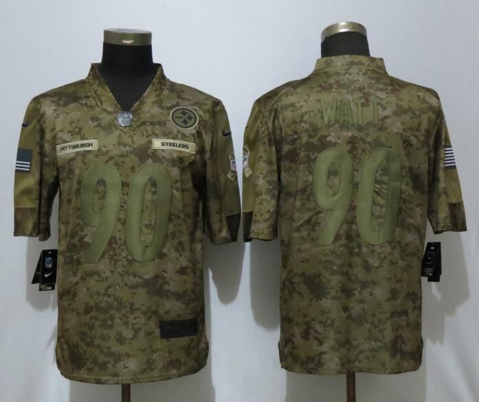 Men Pittsburgh Steelers #90 Watt Nike Camo Salute to Service Limited NFL Jerseys